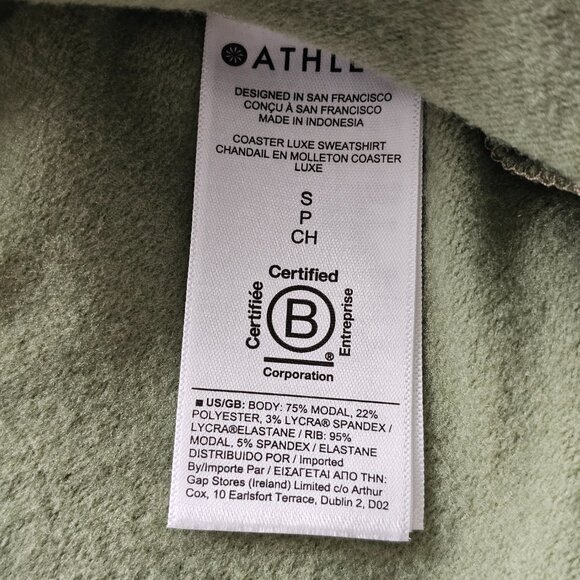 *NWT* Small Green Athleta Coaster Luxe Sweatshirt - "Relaxed with room to move" - Picture 8 of 9